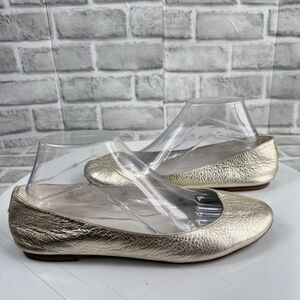 Saks Fifth Avenue 10022 Shoe Women's Size 40/ 9-9.5 Gold Metallic Ballet Flats